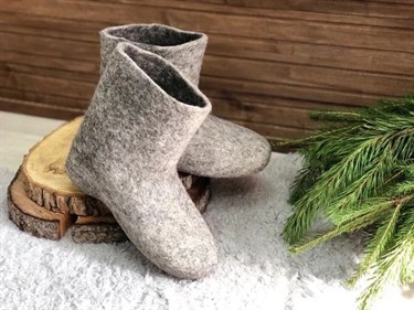 Валенки короткие,полуваленки,серые,ручной работы - фото 17548