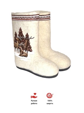 Валенки с росписью "Северное сияние" на подошве ручной работы - фото 18937