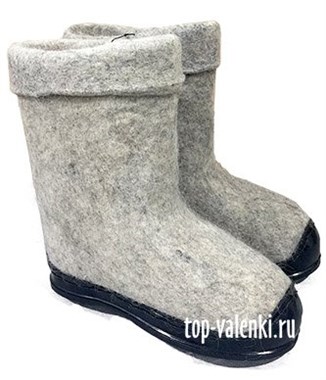 Валенки короткие на черной подошве,полуваленки,серые,ручной валки