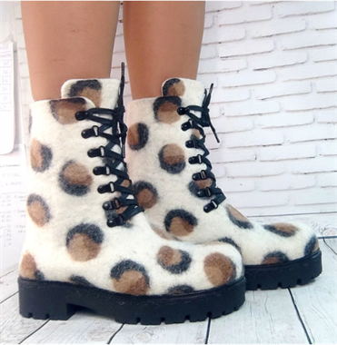 Женские ботинки валяные "Бергшаф" Leopard